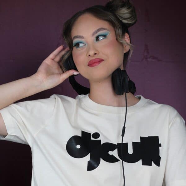 Organic clean White Dj culture music tees for dj and vinyl fans